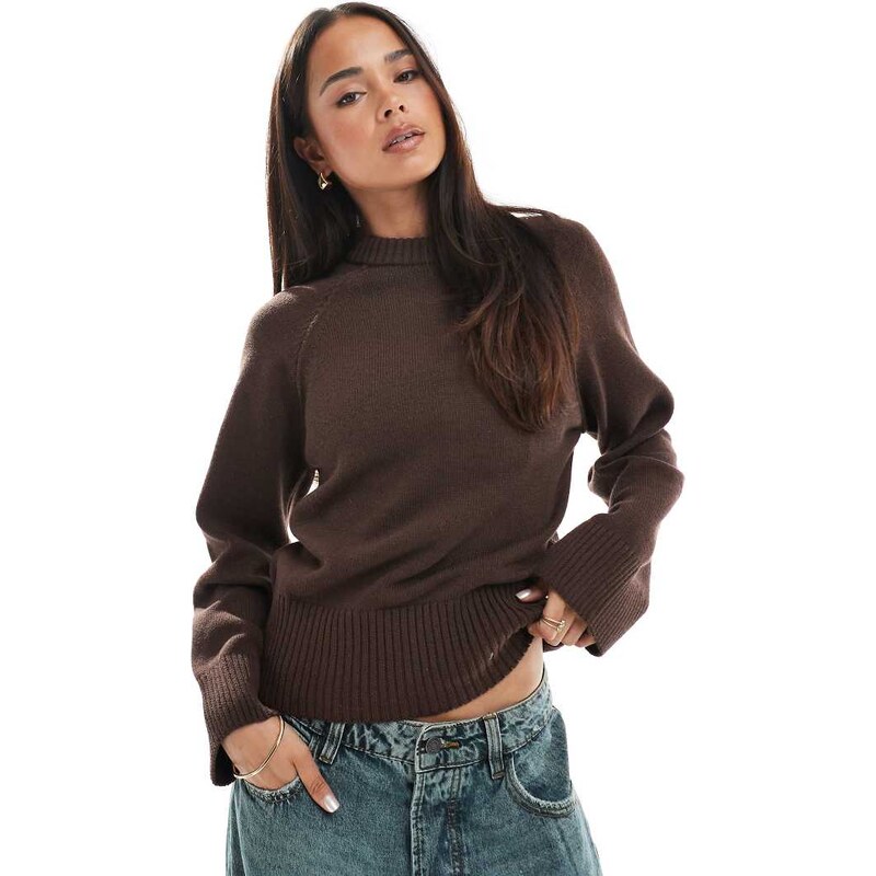 ASOS DESIGN crew neck knitted jumper with exposed raglan seams in 106818425