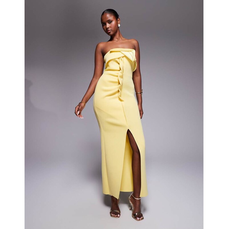 ASOS DESIGN bandeau midi dress with twisted front detailing midi