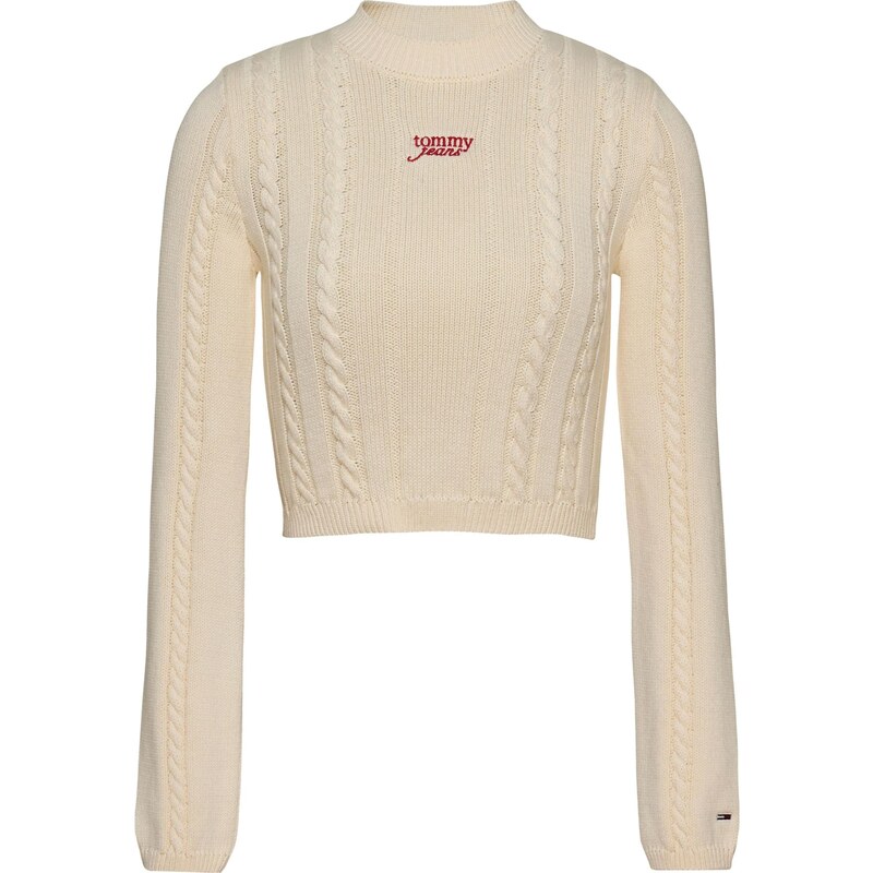 Tommy Jeans Svetr krémová / jasně červená