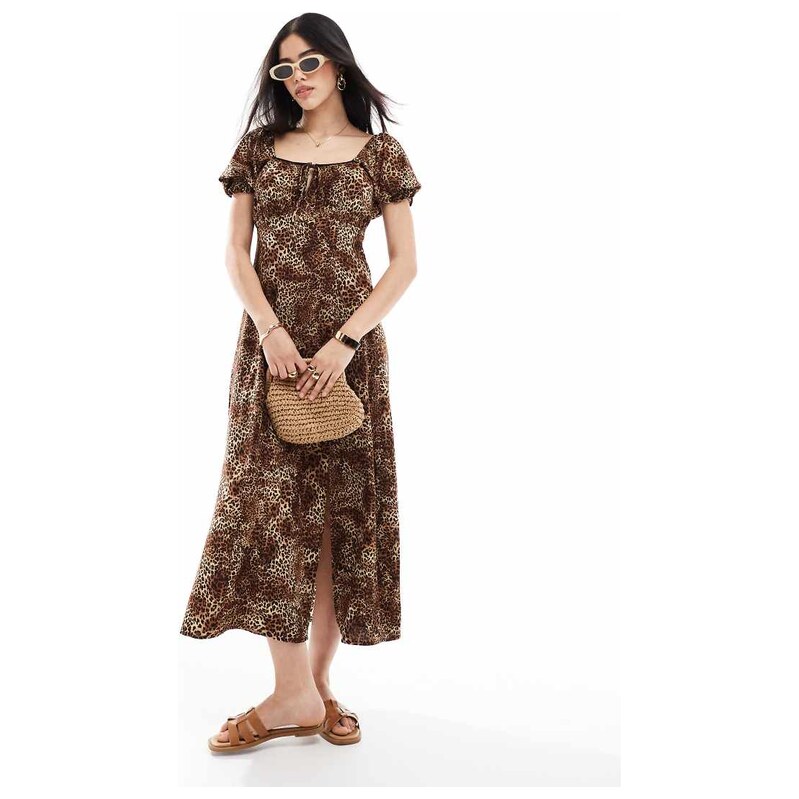 Miss Selfridge spun midaxi dress in animal print-Pink 106827951