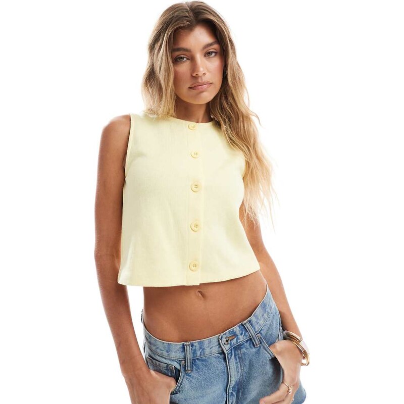Miss Selfridge soft rib waistcoat co ord in butter-Yellow 106821109
