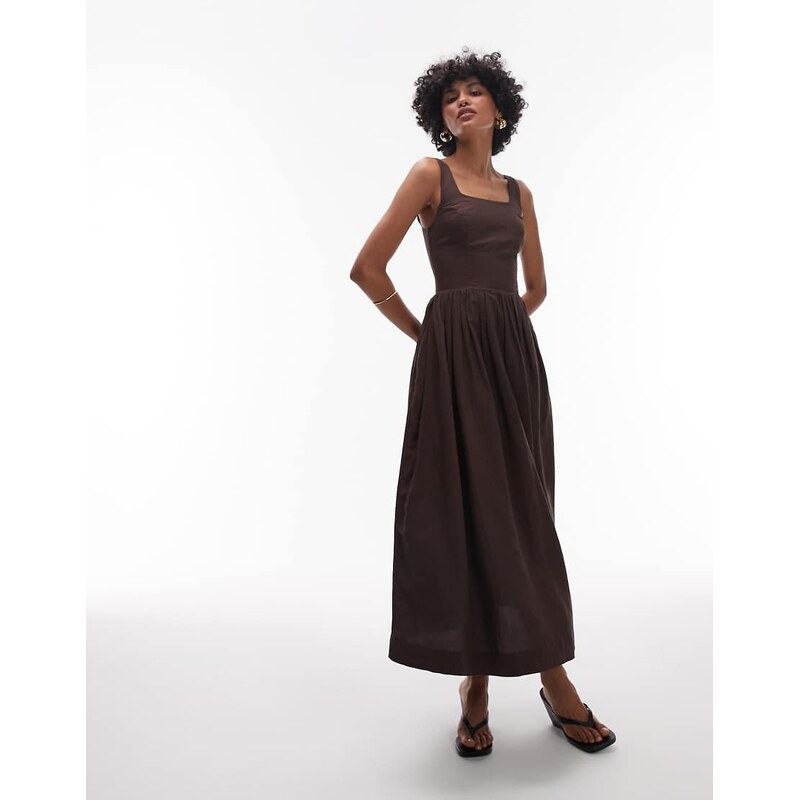 & Other Stories midaxi dress with fitted bodice and volume hem