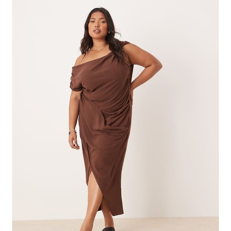 ASOS Curve ASOS DESIGN Curve linen fallen twist shoulder wrap