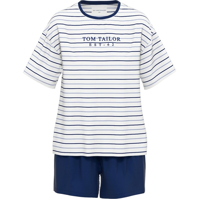 TOM TAILOR Pyžamo Charlotte námořnická modř / safírová / bílá