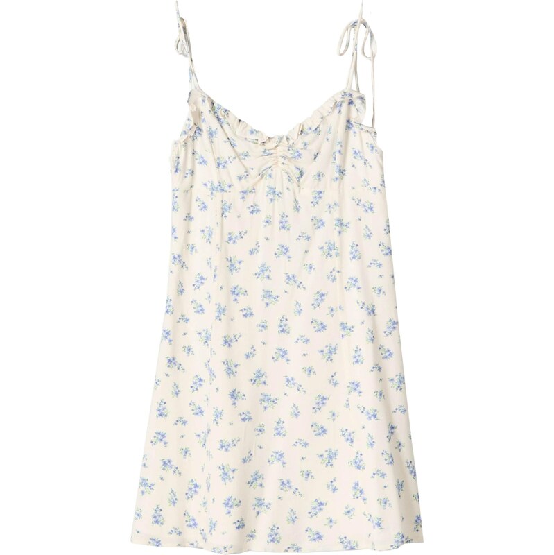 Bershka Letní šaty královská modrá / zelená / offwhite