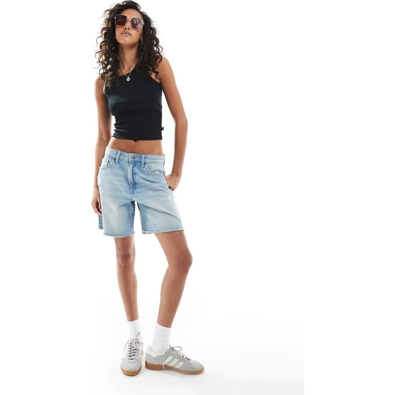 Cotton On relaxed denim short in sunfaded blue