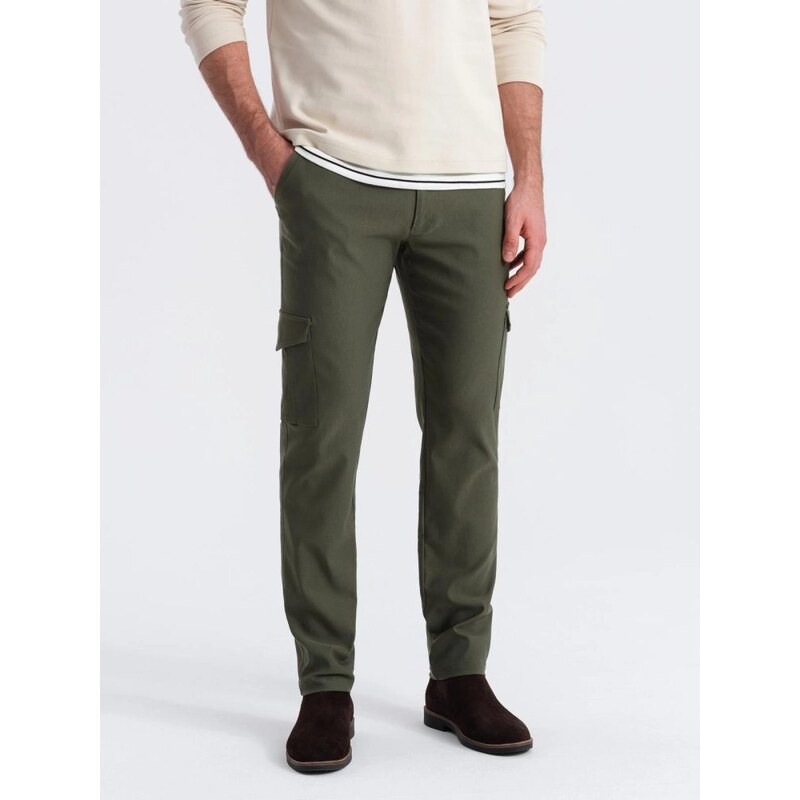 Ombre Clothing Zelené pánské kalhoty V1 PACG-0178