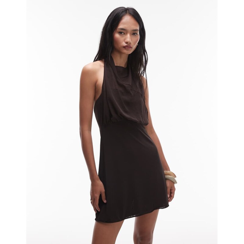 Mango x Supriya Lele gathered bodice with chiffon halterneck overlay 106838354