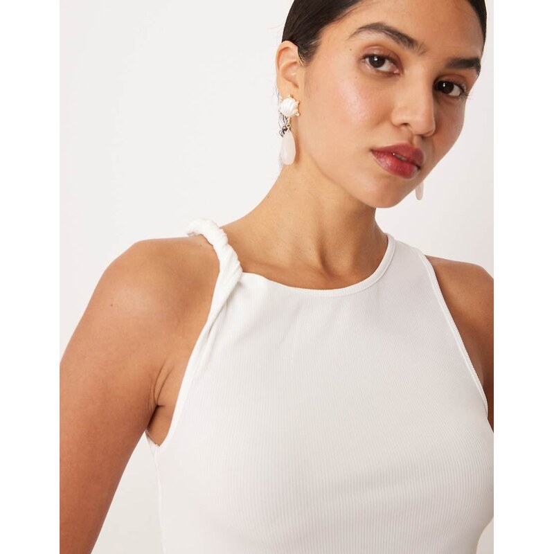 Mango x Supriya Lele vest with twisted shoulder detail in white 106838487