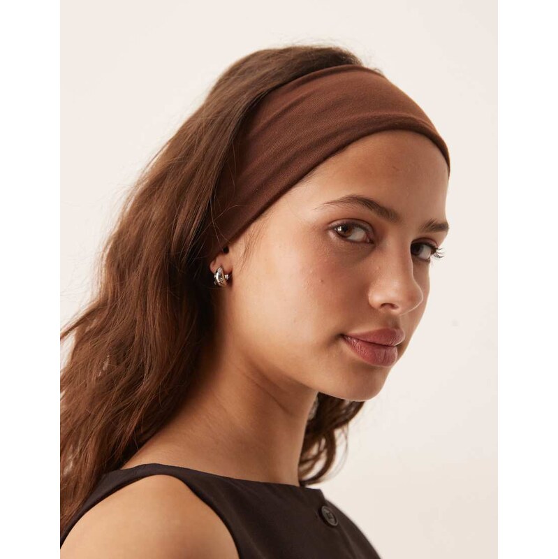 DesignB London jersey headband in chocolate brown
