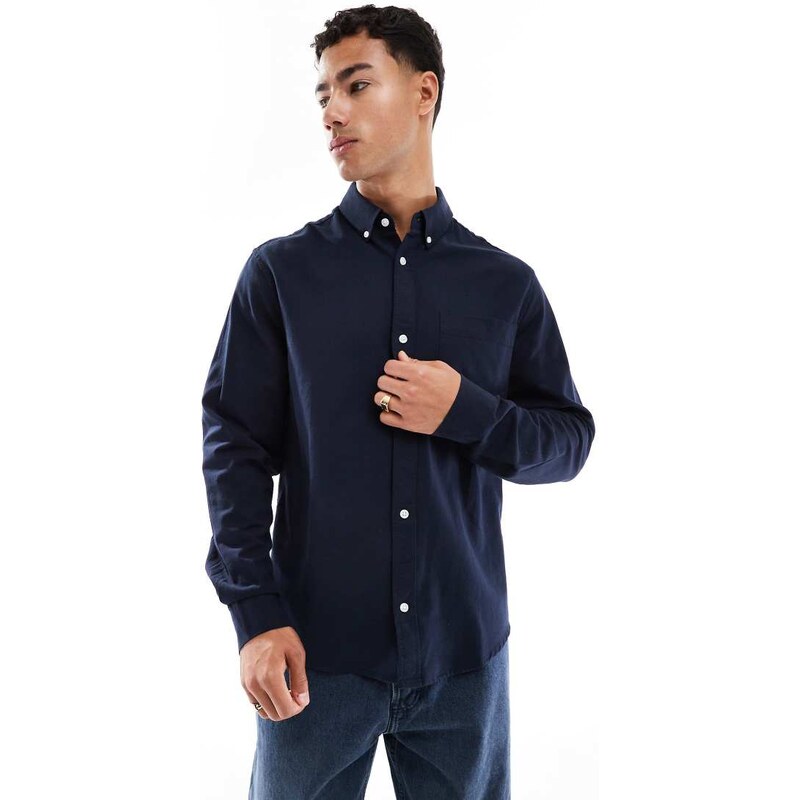 ASOS DESIGN oxford regular shirt in navy