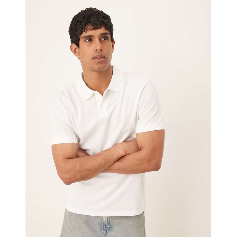 ASOS DESIGN Essentials regular fit polo in white pique