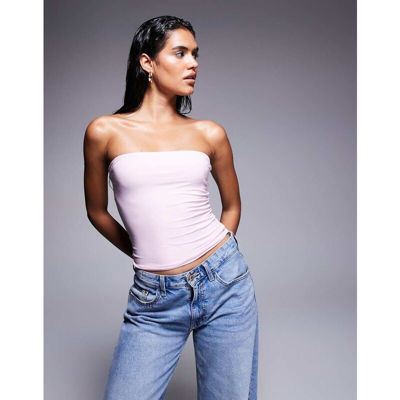 Fashionkilla double sculpted slinky bandeau top in pink 115512383