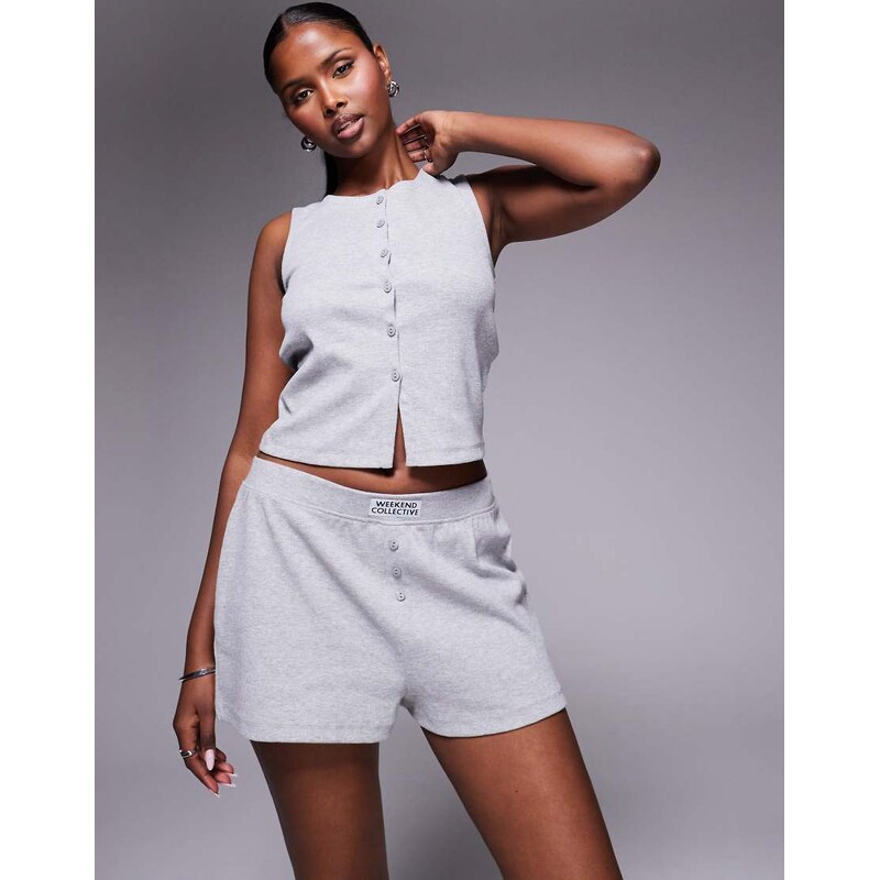 ASOS Weekend Collective Weekend Collective co-ord ribbed short in grey 106842559