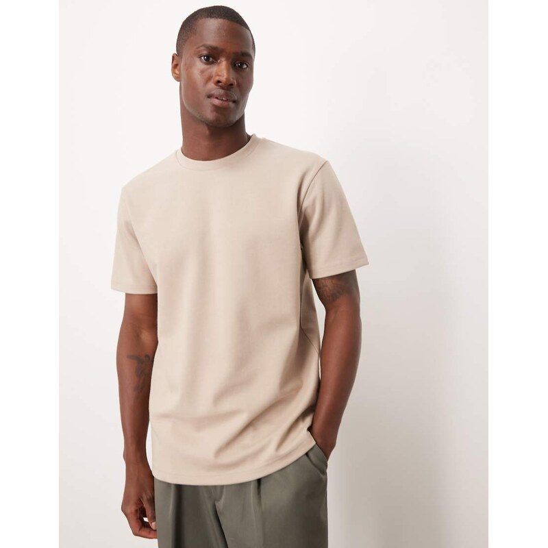 ASOS DESIGN heavyweight crew neck t-shirt in stone soft touch