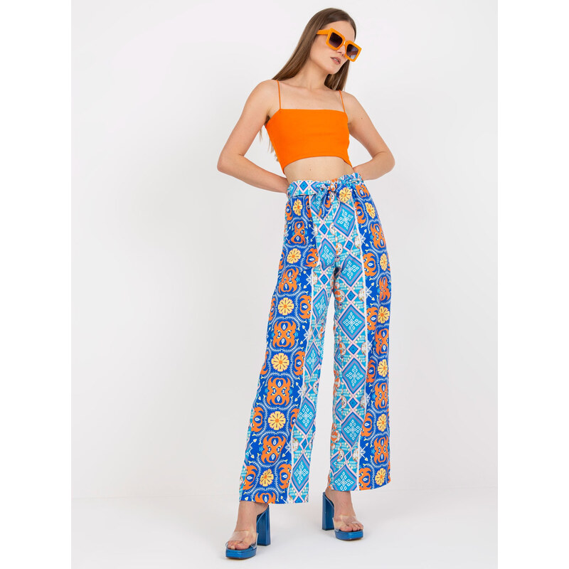 ITALY MODA Modré vzorované kalhoty -blue Vzory