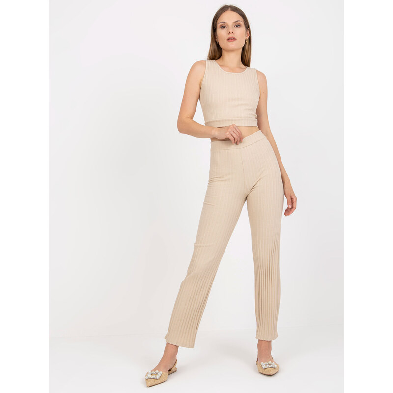 ITALY MODA Béžový komplet kalhot a topu -beige Béžová 85875476