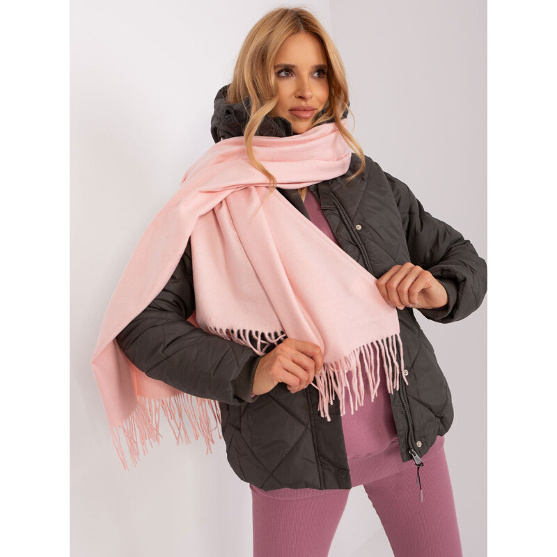 ITALY MODA Světle růžová šála s třásněmi --light pink 86242616