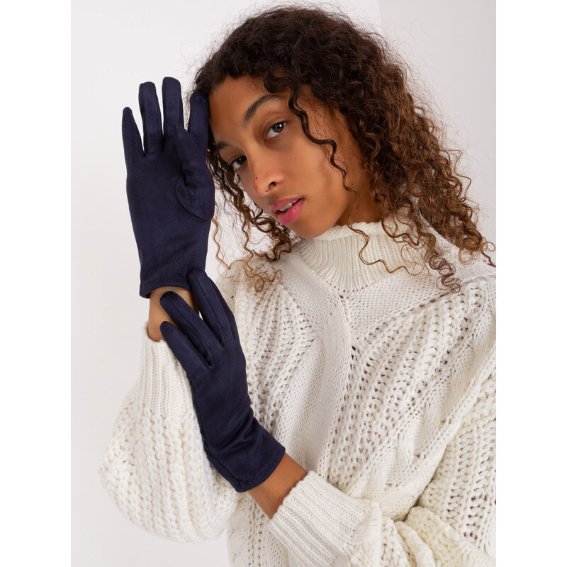 ITALY MODA Tmavě modré hladké zateplené rukavice --dark blue