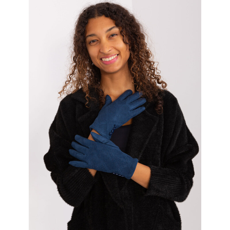 ITALY MODA Tmavě modré rukavice s knoflíčky -dark blue Tmavě modrá 88618346