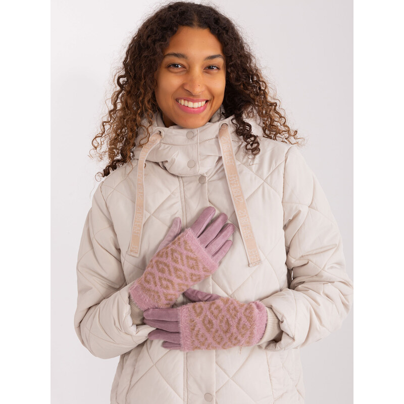 ITALY MODA Růžové vzorované rukavice -pink Růžová 88618364