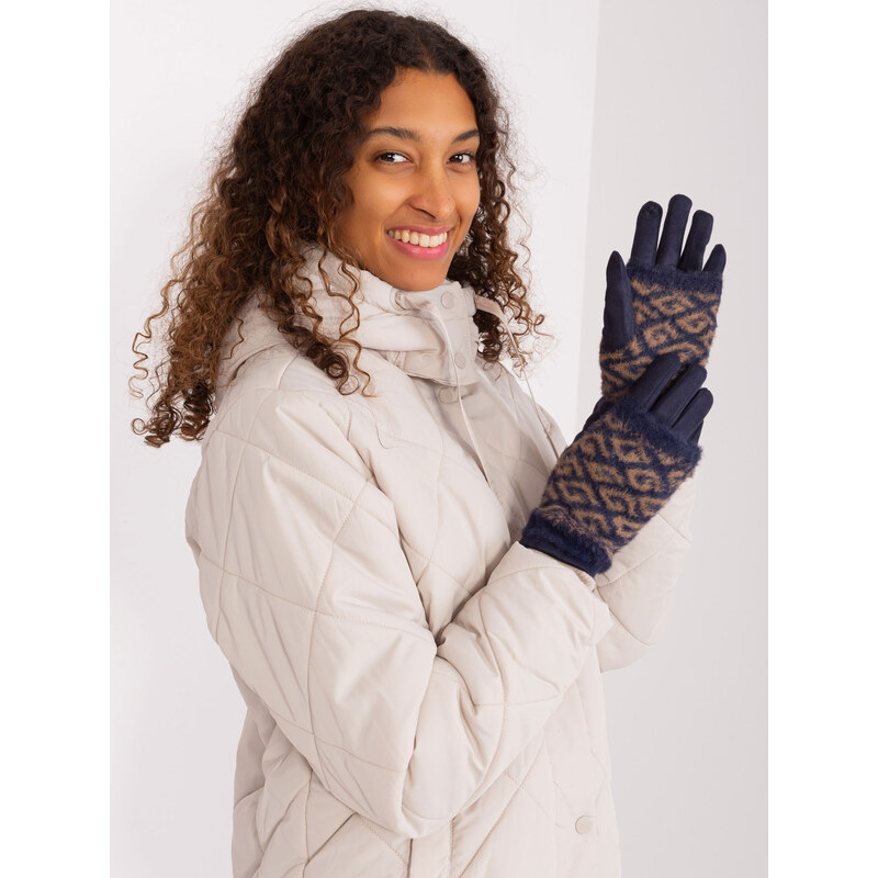 ITALY MODA Tmavě modré vzorované rukavice -dark blue Tmavě modrá 88618365