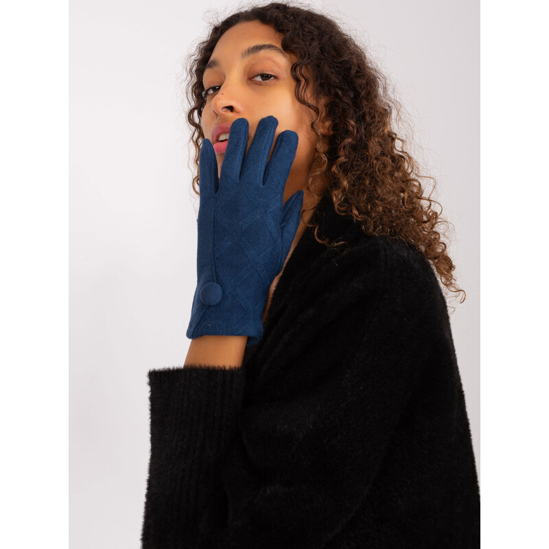ITALY MODA Tmavě modré rukavice s ozdobným knoflíkem --sea blue Tmavě 88618387