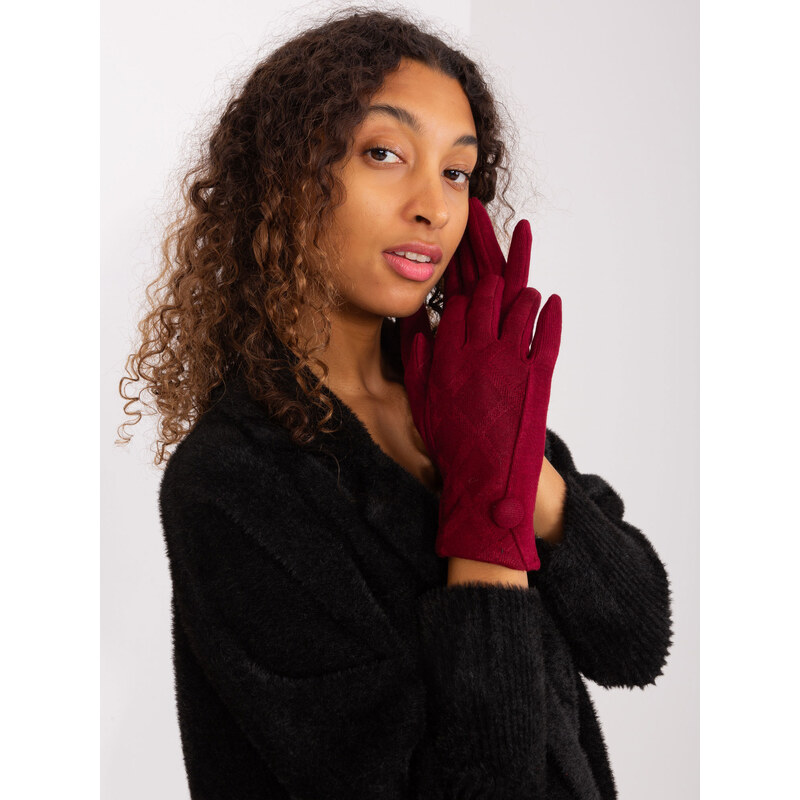 ITALY MODA Vínové rukavice s ozdobným knoflíkem -bordo Vínová 88618388