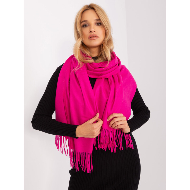ITALY MODA Tmavě růžová šála se střapcemi -dark pink 86242538