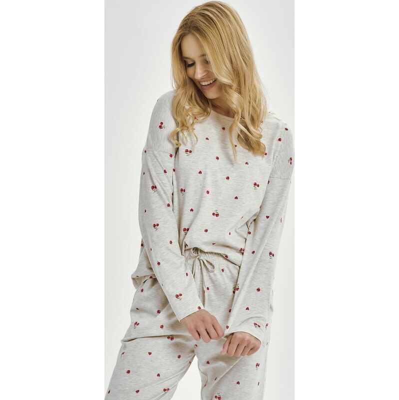 Taro Světle šedé dámské pyžamo Adele s potiskem 3430 kr/r S-2XL