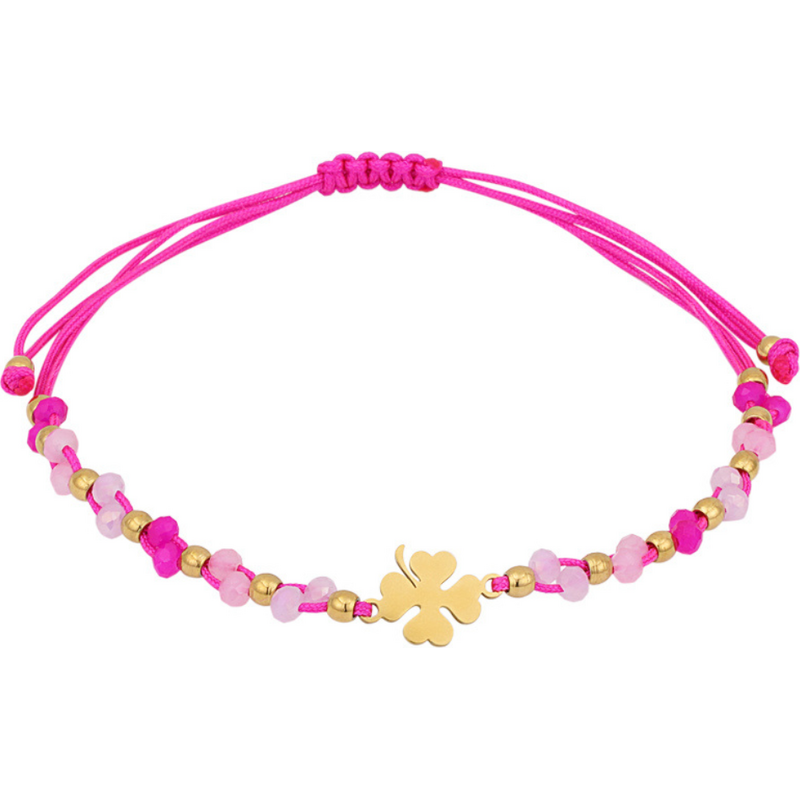 SYLVIENE Šňůrkový náramek CLOVERLEAF Fuchsia Gold 106849174