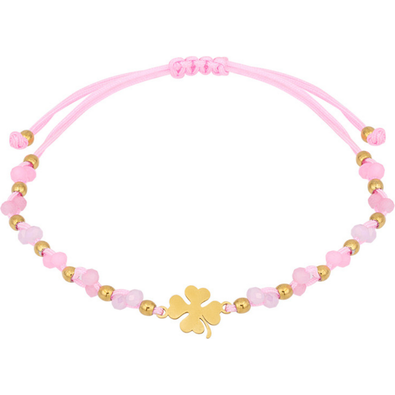 Sylv Šňůrkový náramek CLOVERLEAF Baby Pink Gold 106849175