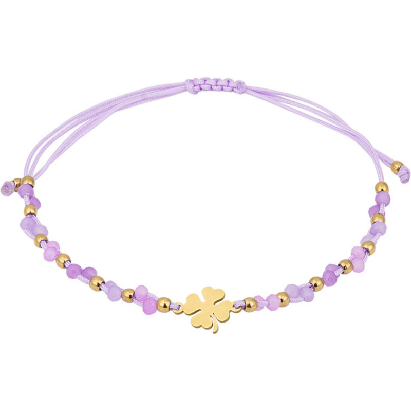 SYLVIENE Šňůrkový náramek CLOVERLEAF Purple Gold 106849176