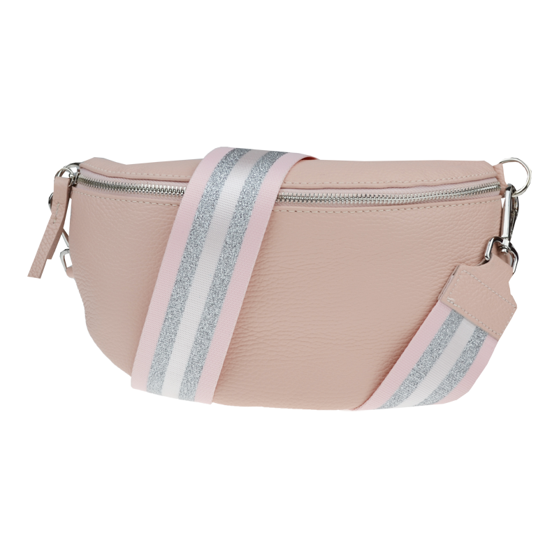 Růžová kožená italská crossbody kabelka Reni Grande Rosa Chiara