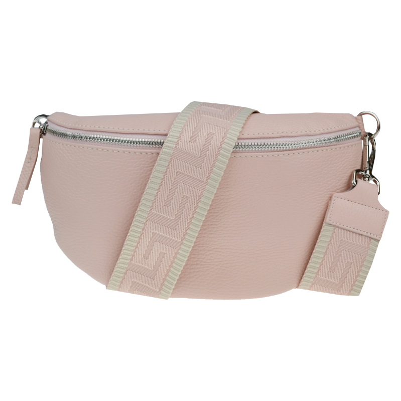 Růžová kožená italská crossbody kabelka Reni Grande Rosa Chiara