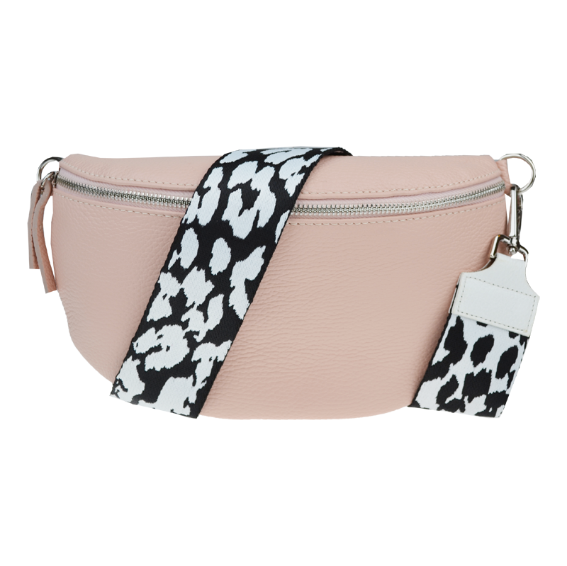 Růžová kožená italská crossbody kabelka Reni Grande Rosa Chiara