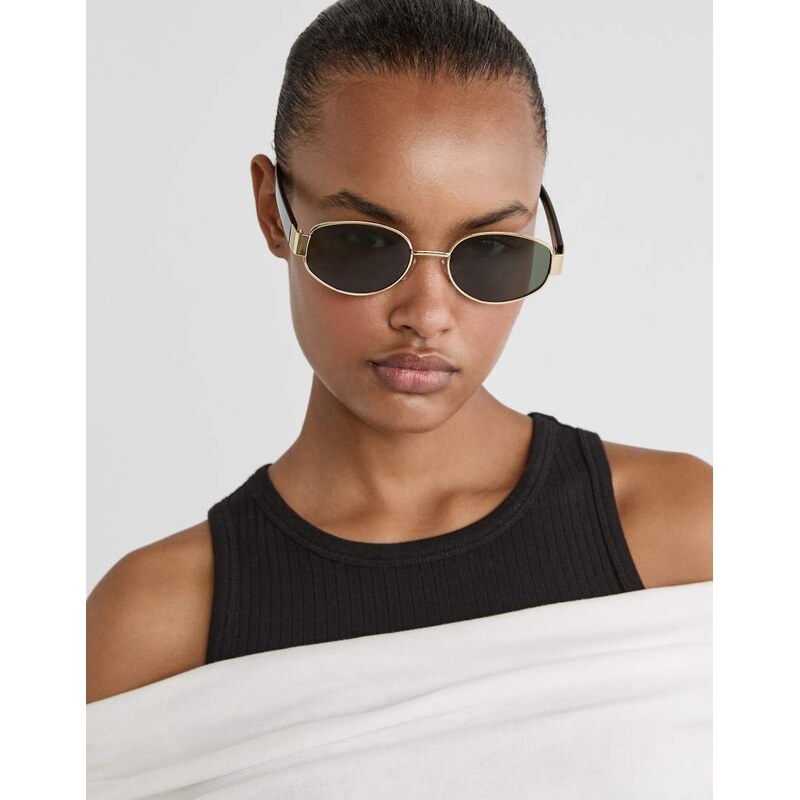 Stradivarius sunglasses with metal temples in black 107352180