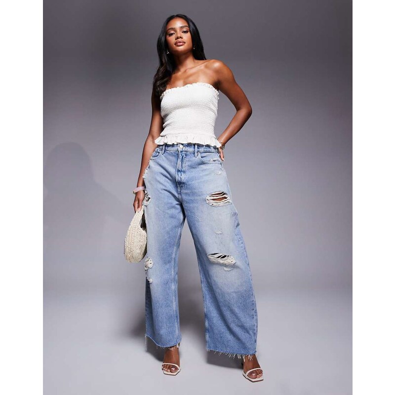 Good American good extreme barrel jeans in light blue