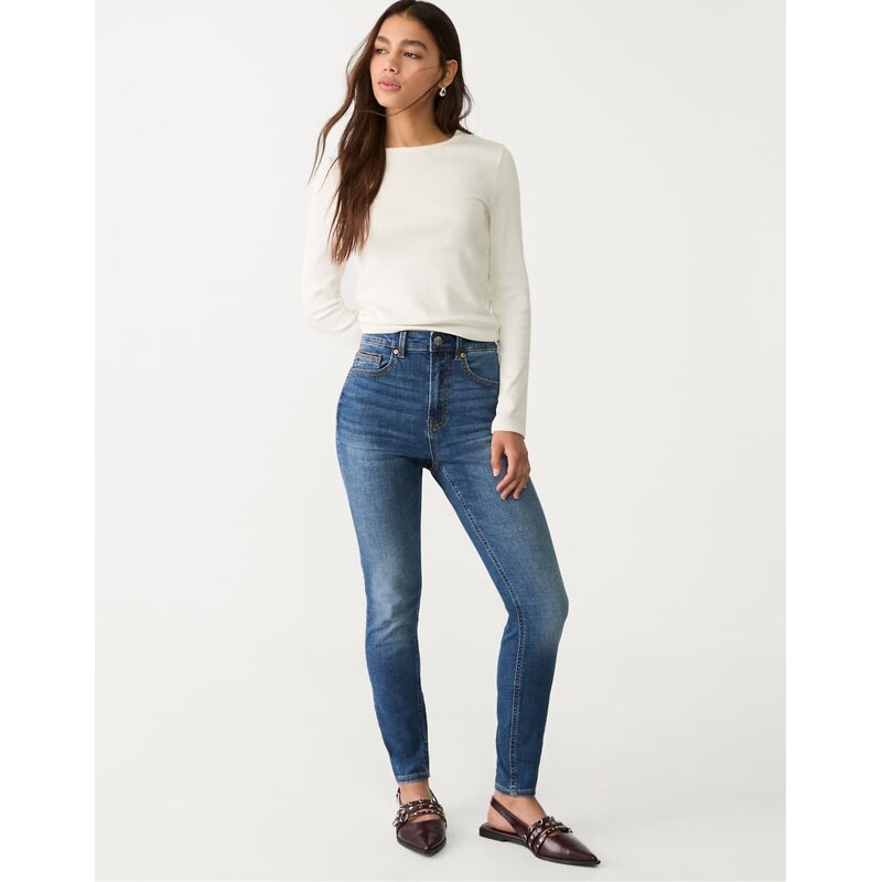 Stradivarius D09 skinny super high-waist jeans in dark blue 106852960