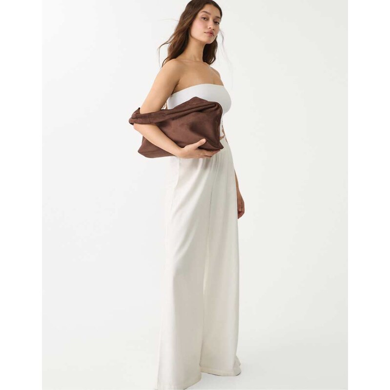 Stradivarius faux suede shoulder bag in brown