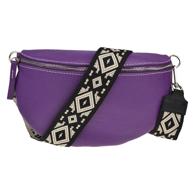 Fialová kožená italská crossbody kabelka Reni Grande Viola s