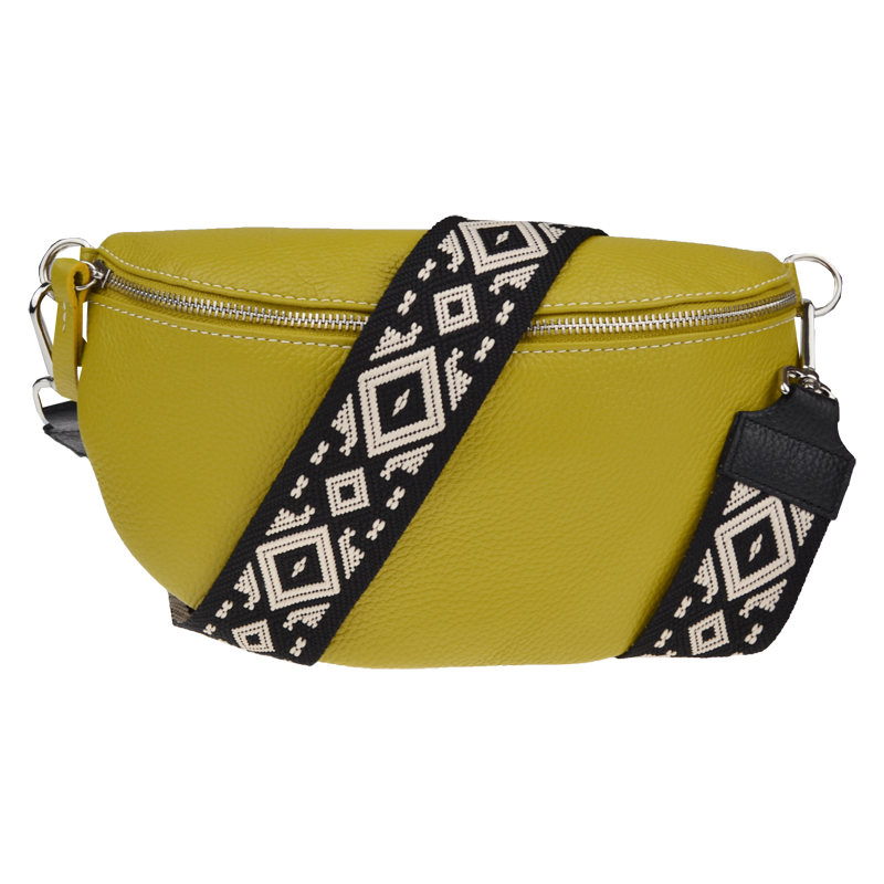 Zelená kožená italská crossbody kabelka Reni Grande Pistacchio s