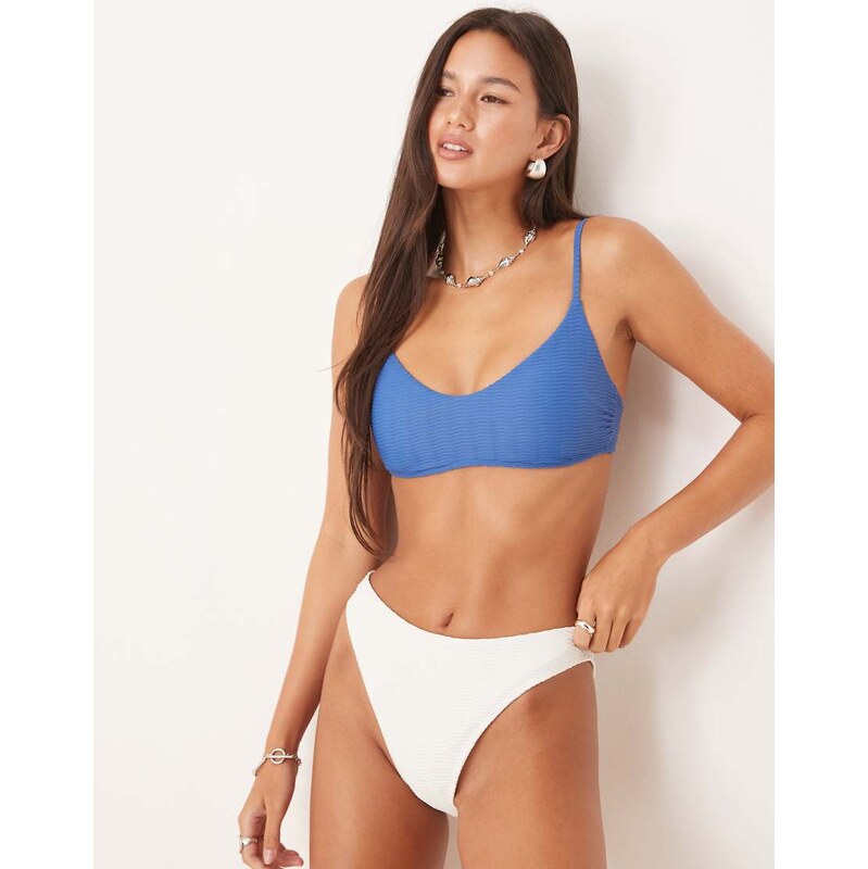 Abercrombie & Fitch bralette bikini top in blue-White 106860700