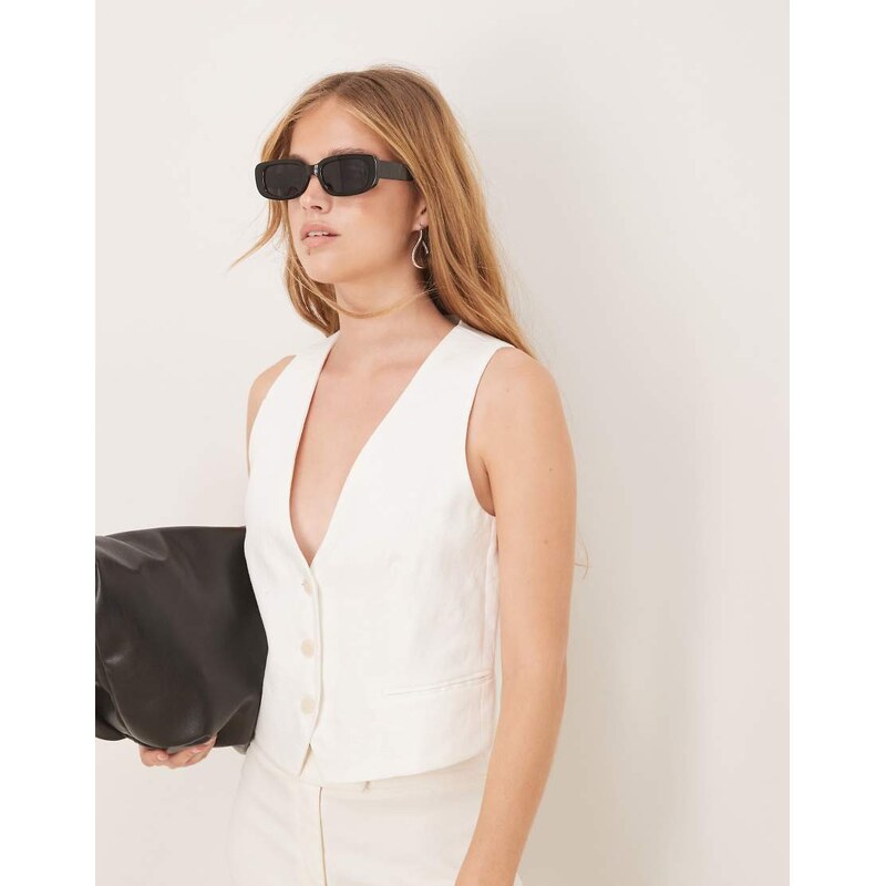 Mango linen waistcoat in white 106860757