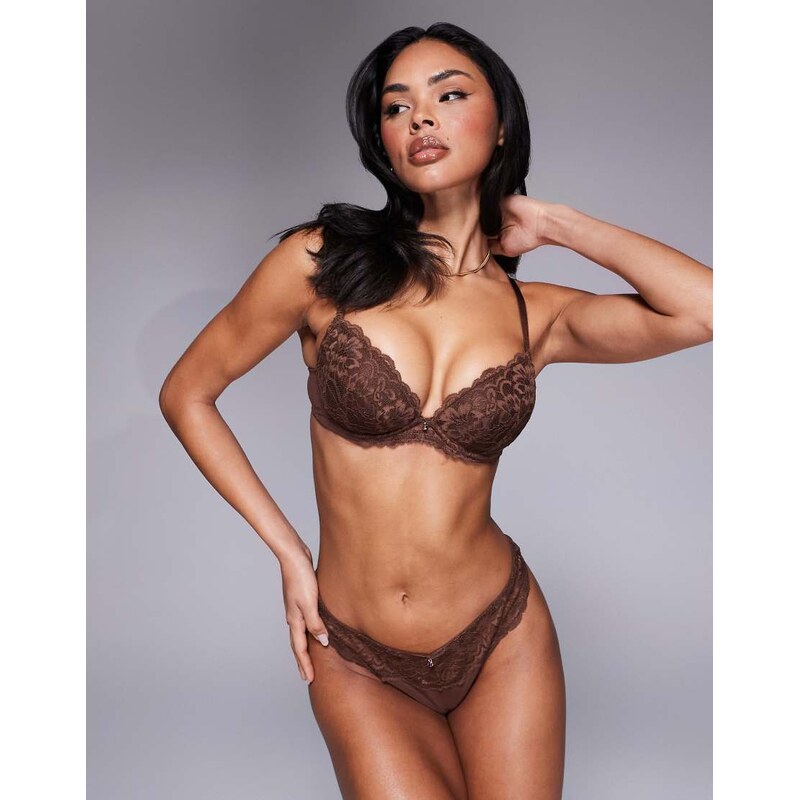 Ann Summers A-G Sexy lace plunge bra in brown - BROWN 111258974