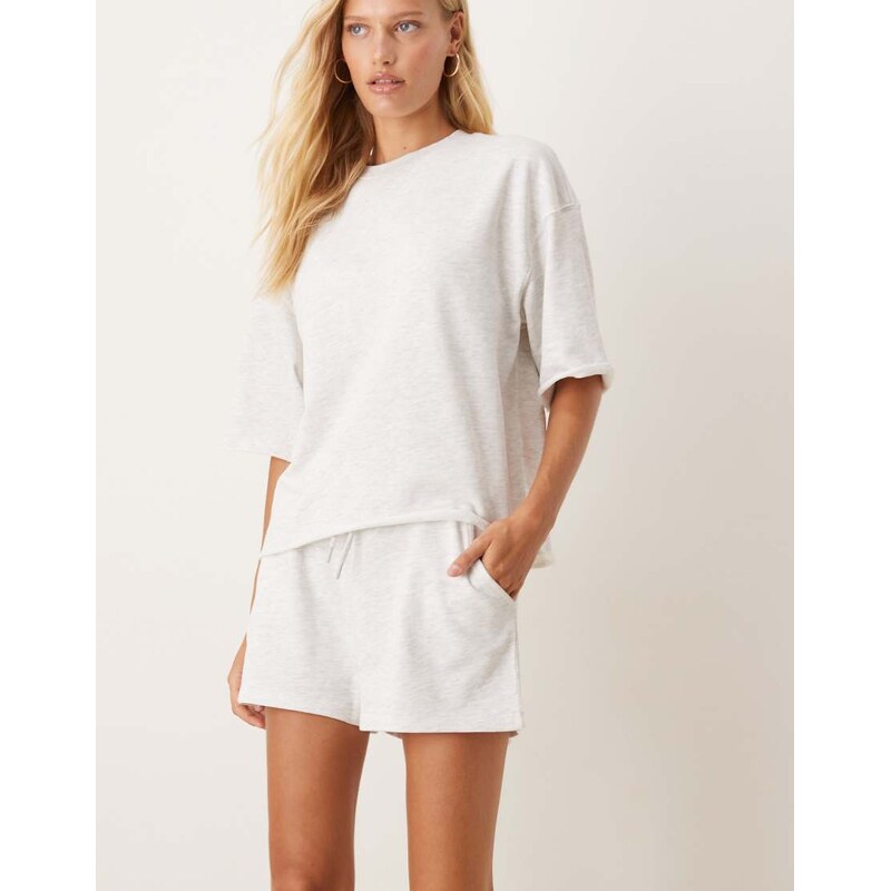 JDY jersey shorts co-ord in light grey-Neutral