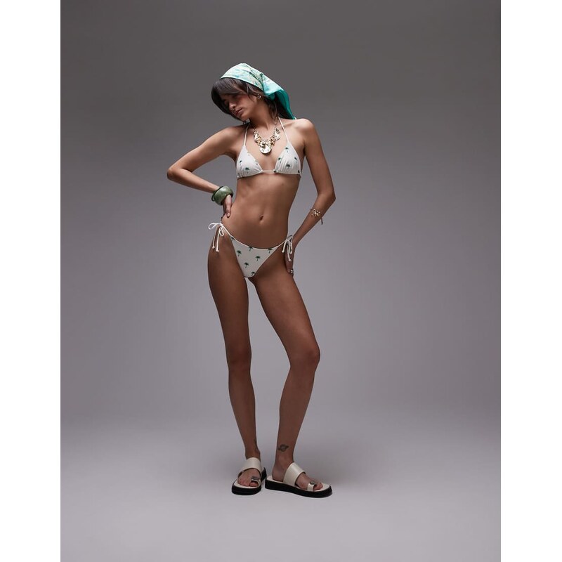 WeWoreWhat palm print triangle bikini top in off white 106860815