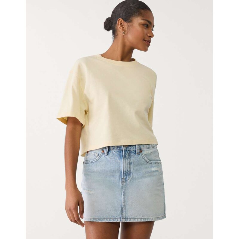 Stradivarius D60 denim mini skirt in blue denim 108028368