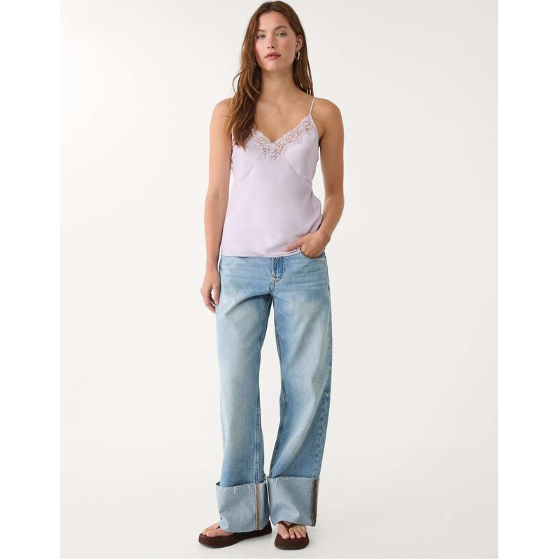 Stradivarius lace top in mauve-Purple 106861015