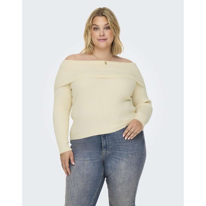 ONLY Curve Knitted pullover in crean-White 115503892